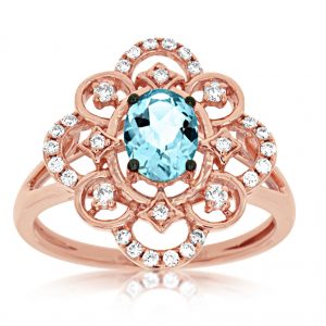 AQUAMARINE & DIAMOND RING