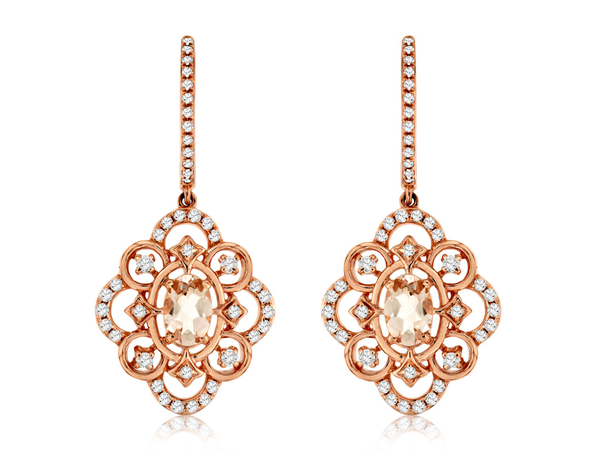 MORGANITE & DIAMOND EARRING