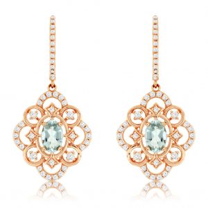 AQUAMARINE & DIAMOND EARRING