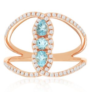 AQUAMARINE & DIAMOND RING