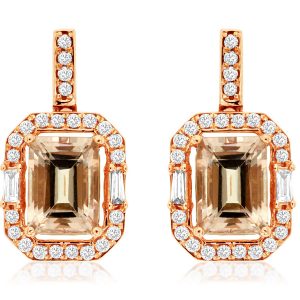 MORGANITE & DIAMOND EARRING