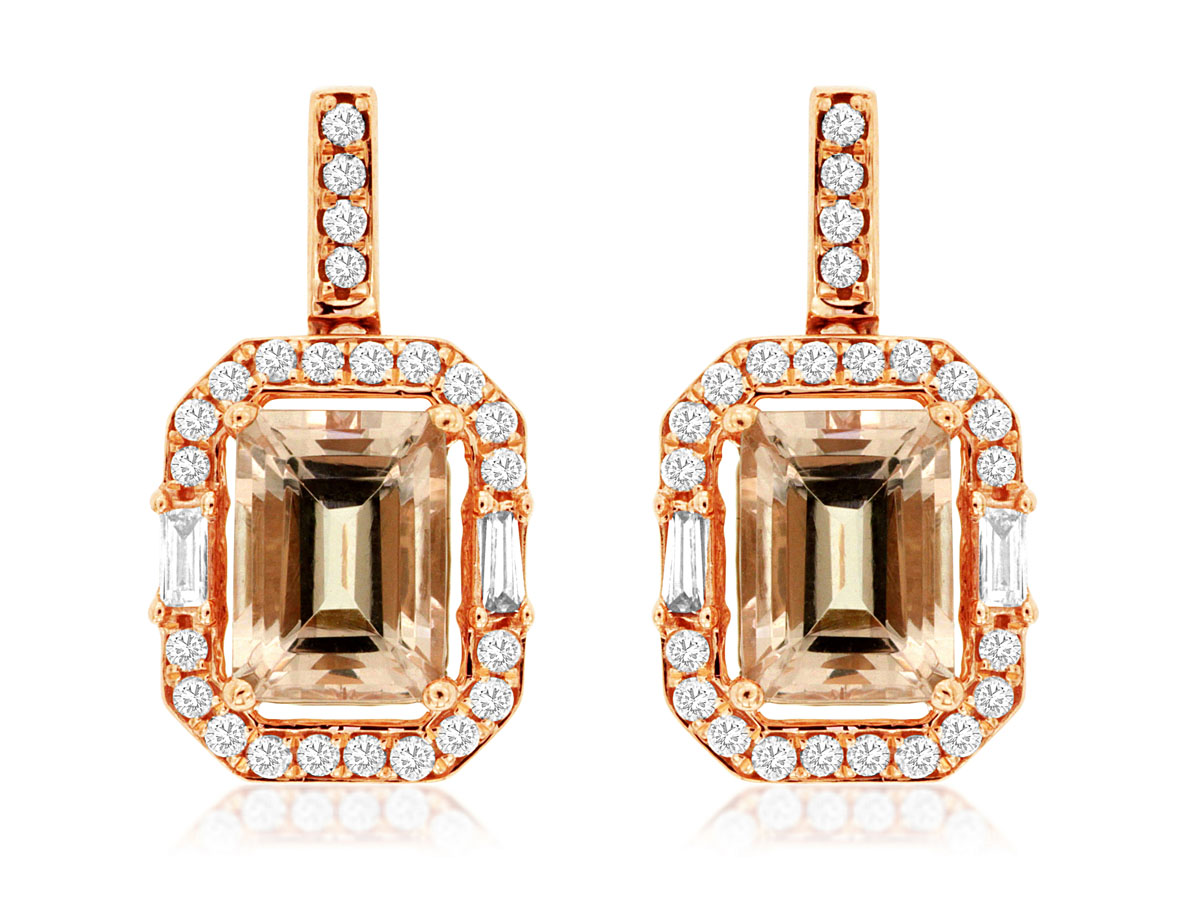 MORGANITE & DIAMOND EARRING