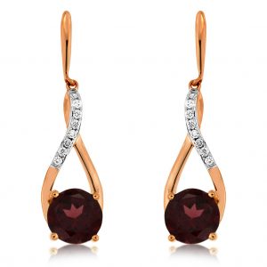 RHODOLITE & DIAMOND EARRING
