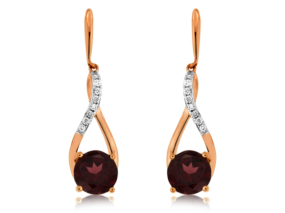 RHODOLITE & DIAMOND EARRING
