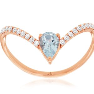 AQUAMARINE & DIAMOND RING