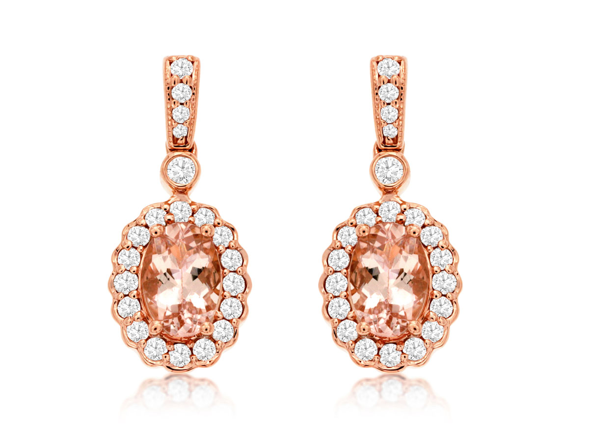MORGANITE & DIAMOND EARRING