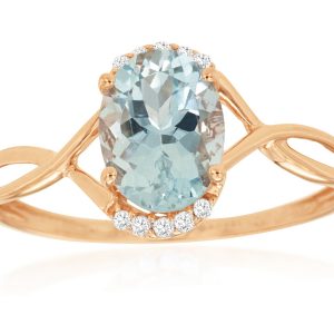 AQUAMARINE & DIAMOND RING