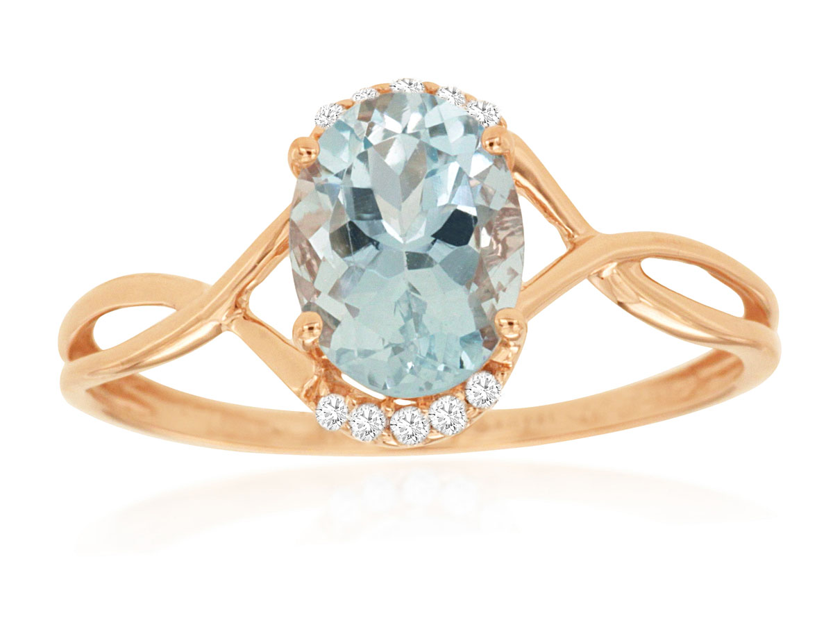 AQUAMARINE & DIAMOND RING