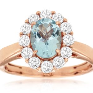 AQUAMARINE & DIAMOND RING