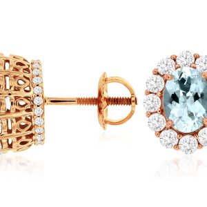 AQUAMARINE & DIAMOND EARRING