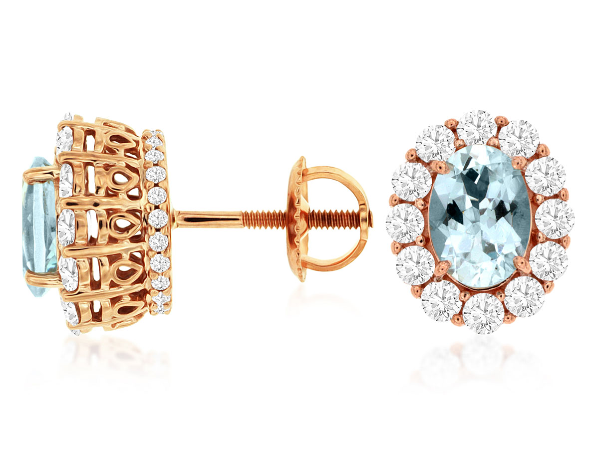 AQUAMARINE & DIAMOND EARRING
