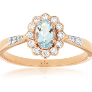 AQUAMARINE & DIAMOND RING