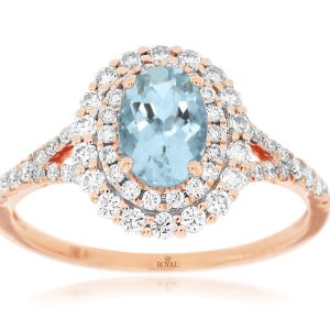 AQUAMARINE & DIAMOND RING