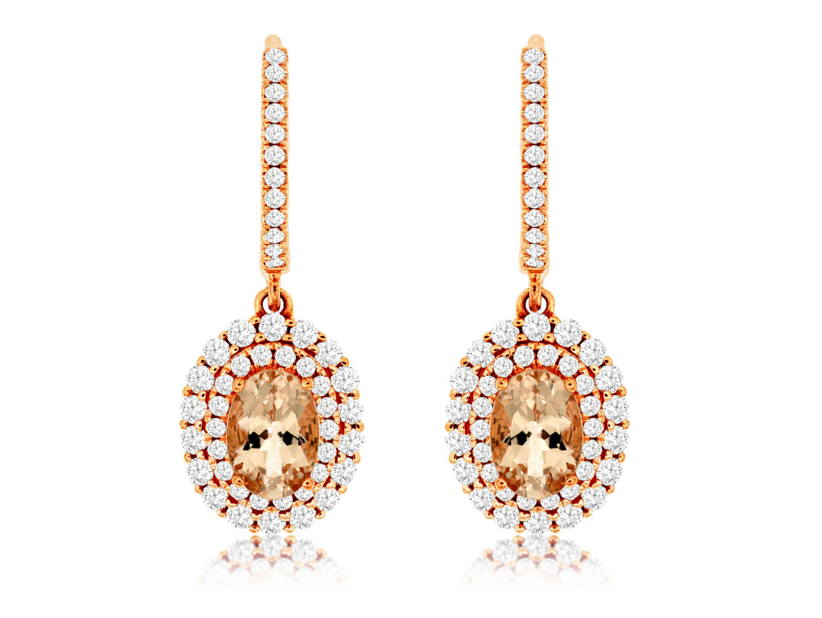 MORGANITE & DIAMOND EARRING