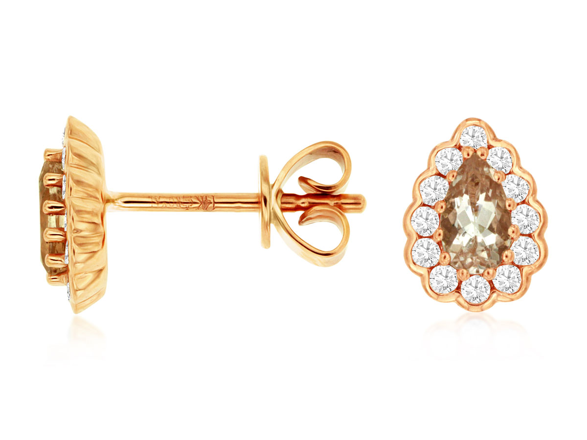 MORGANITE & DIAMOND EARRING