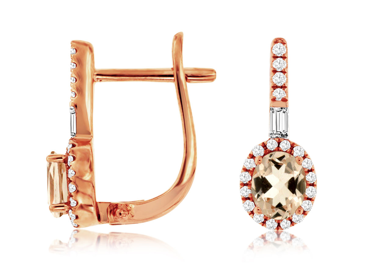 MORGANITE & DIAMOND EARRING