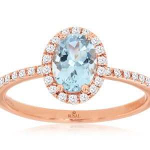 AQUAMARINE & DIAMOND RING