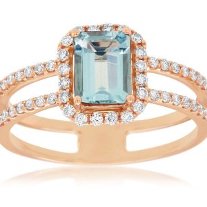 AQUAMARINE & DIAMOND RING