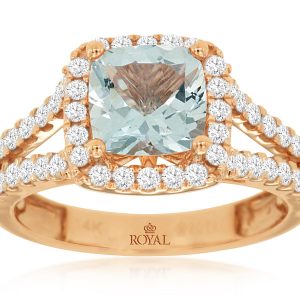AQUAMARINE & DIAMOND RING