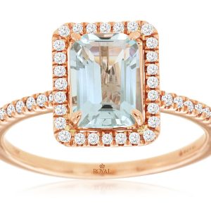 AQUAMARINE & DIAMOND RING