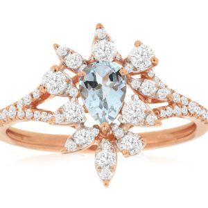 AQUAMARINE & DIAMOND RING