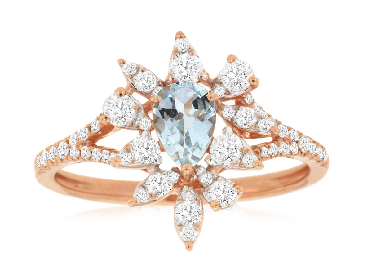 AQUAMARINE & DIAMOND RING