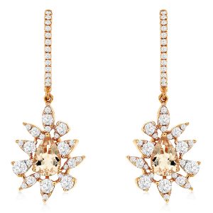 MORGANITE & DIAMOND EARRING