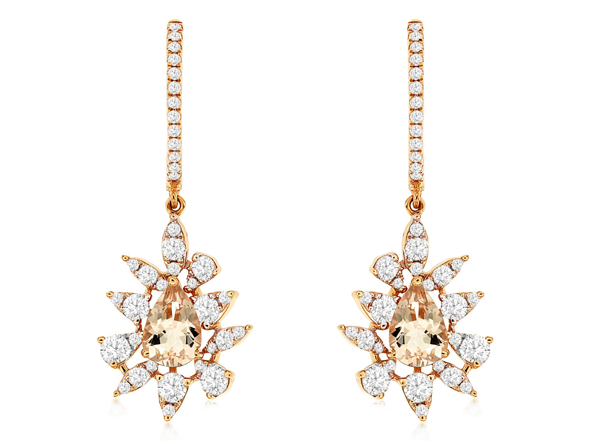 MORGANITE & DIAMOND EARRING