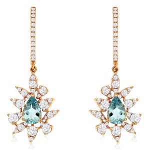 AQUAMARINE & DIAMOND EARRING