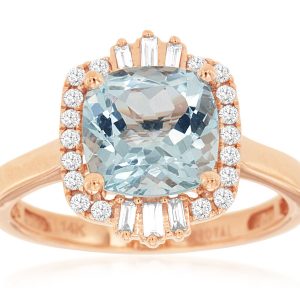 AQUAMARINE & DIAMOND RING