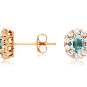AQUAMARINE & DIAMOND EARRING
