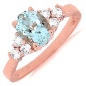 AQUAMARINE & DIAMOND RING