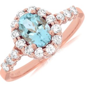 AQUAMARINE & DIAMOND RING