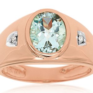 MEN’S AQUAMARINE& DIAMOND RING