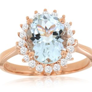 AQUAMARINE & DIAMOND RING
