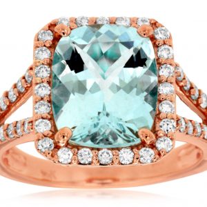 AQUAMARINE & DIAMOND RING
