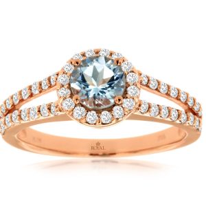 AQUAMARINE & DIAMOND RING