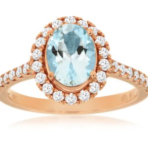 AQUAMARINE & DIAMOND RING
