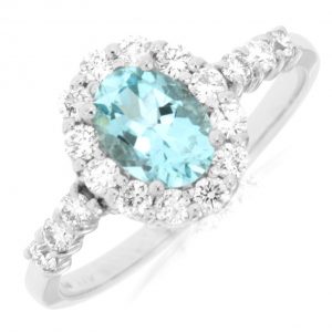 AQUAMARINE & DIAMOND RING