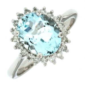 AQUAMARINE & DIAMOND RING