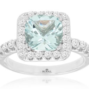 AQUAMARINE & DIAMOND RING