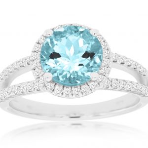 AQUAMARINE & DIAMOND RING