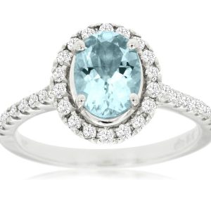 AQUAMARINE & DIAMOND RING