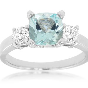AQUAMARINE & DIAMOND RING