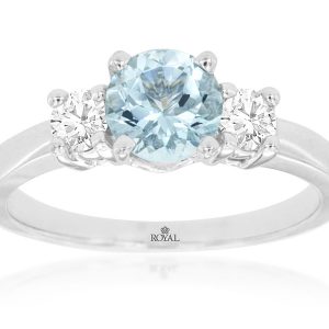 AQUAMARINE & DIAMOND RING