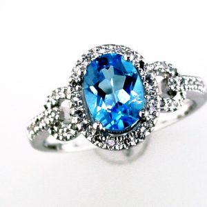 BLUE TOPAZ & DIAMOND RING