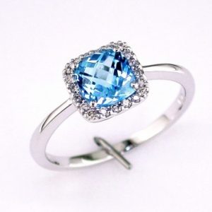 BLUE TOPAZ & DIAMOND RING