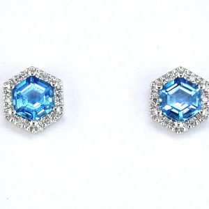 BLUE TOPAZ & DIAMOND EARRING