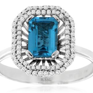 BLUE TOPAZ & DIAMOND RING