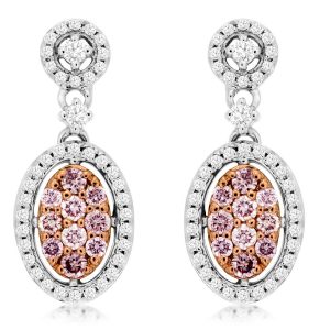 WHITE & PINK DIAMOND EARRING